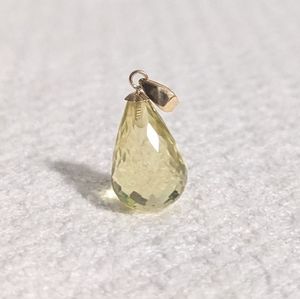 14k Solid Gold Green/Apple Aqua Quartz Pendant